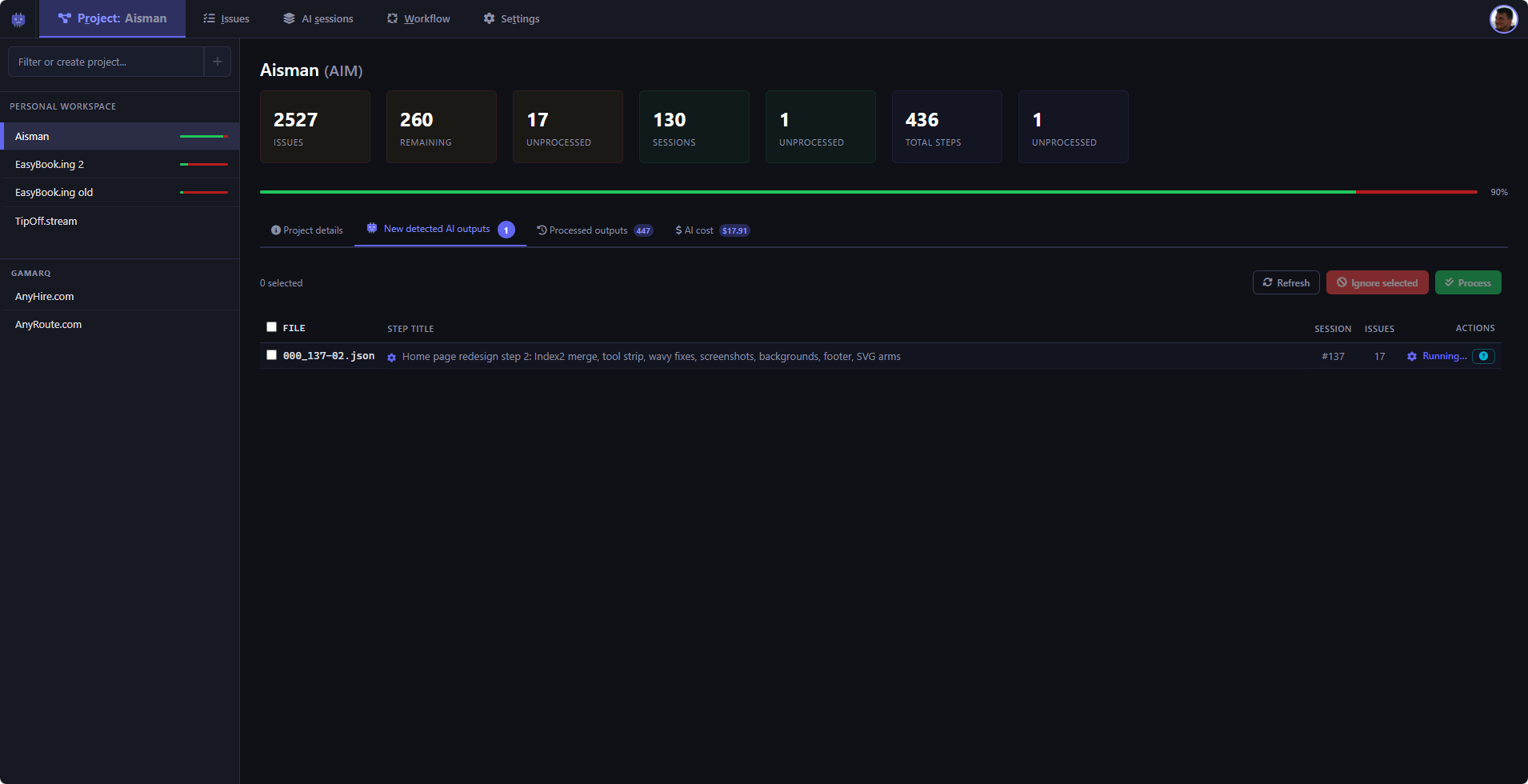 New AI outputs detected